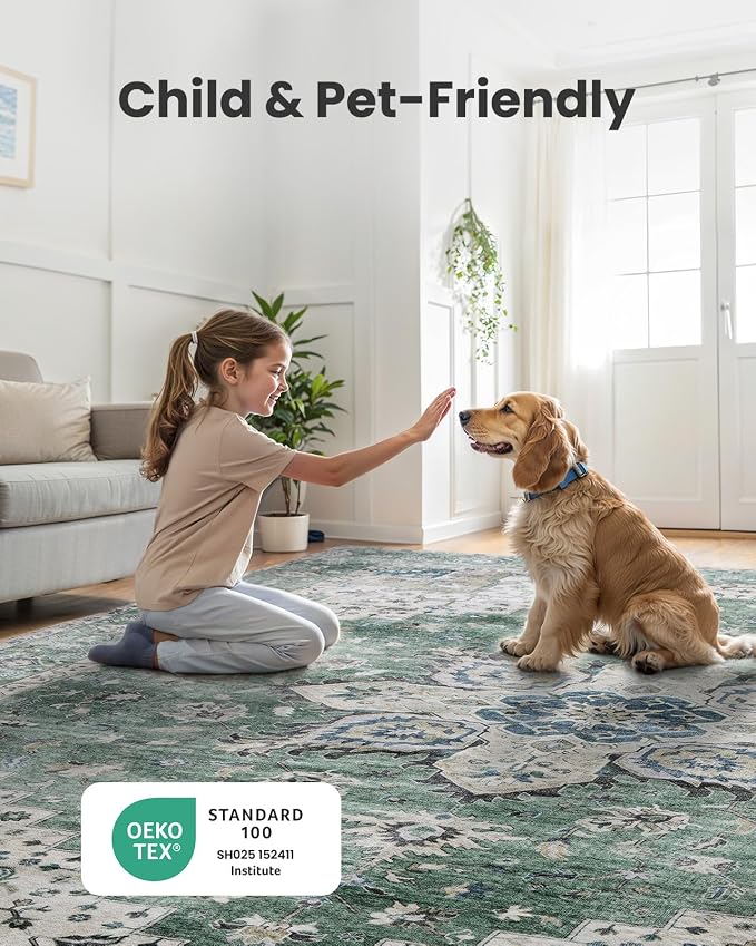 AMADA HOMEFURNISHING 2'6"x8' Washable Area Rug, Low-Profile Entryway Rug - Image 4