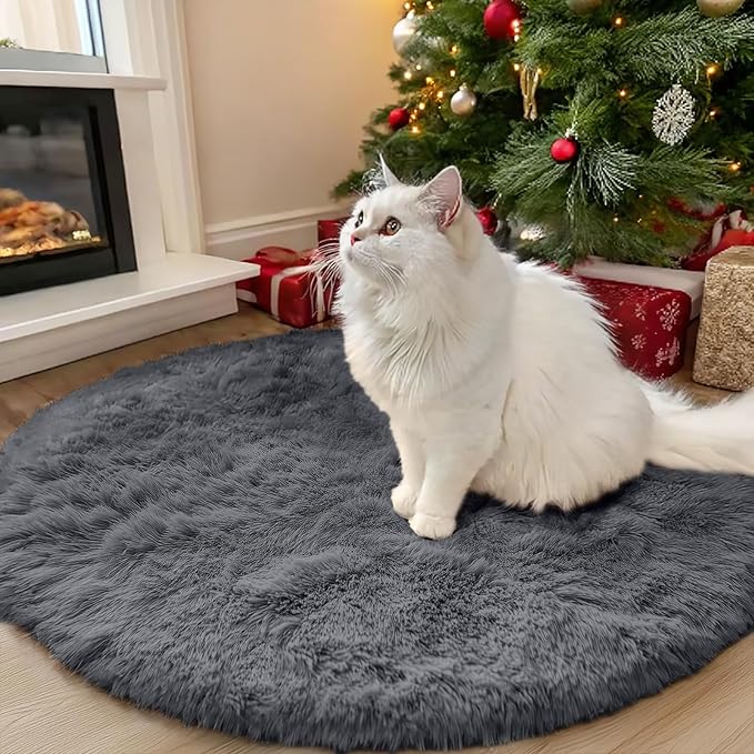 OLANLY Grey Round Rugs for Bedroom by OLANLY