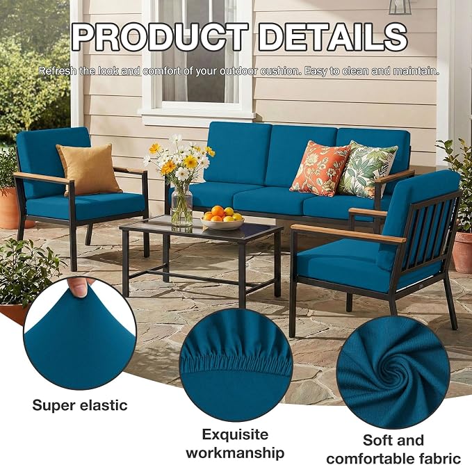 hyha 4Pcs Patio Cushion Covers, Stretch Outdoor Couch Cushion Covers, Washable - Image 3