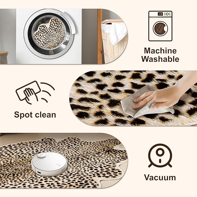 Oversized Cheetah Print Rug, Large Leopard Rug 6.2x8.2 Feet Faux Animal Print - Image 4