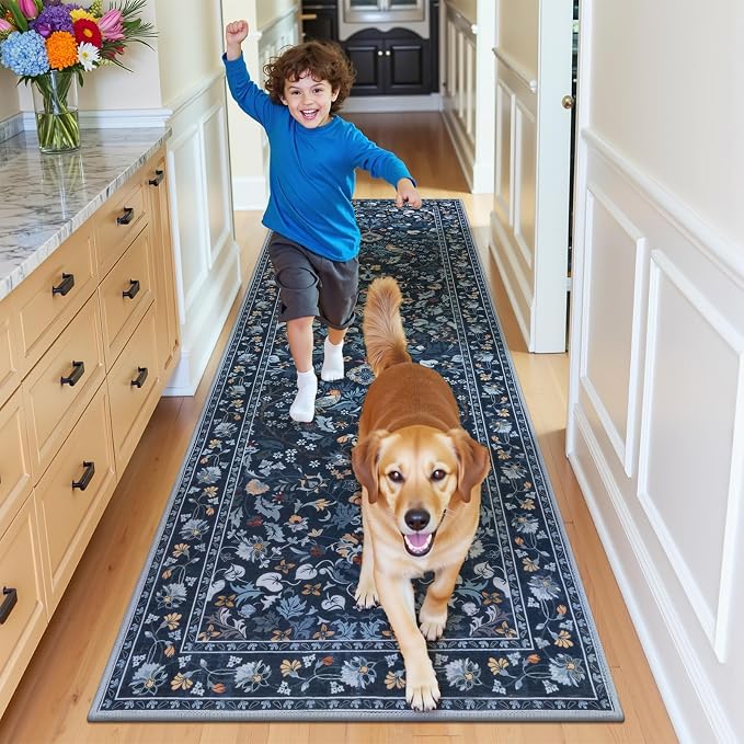 HEBE Washable Hallway Runner Rug 2'x 6' Non Slip Kitchen Rugs Runner, Low Pile - Image 8