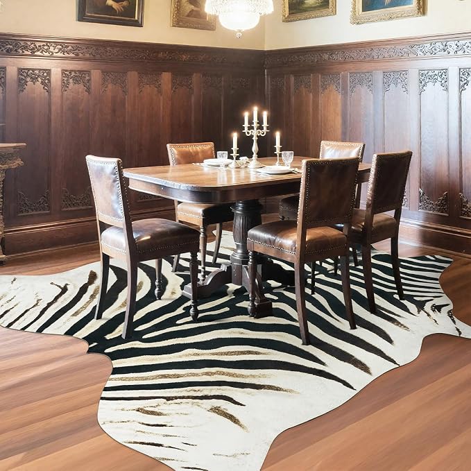 AROGAN Western Faux Fur Zebra Rug, 6.2x7 Feet Premium Animal Skin Print Rug - Image 4