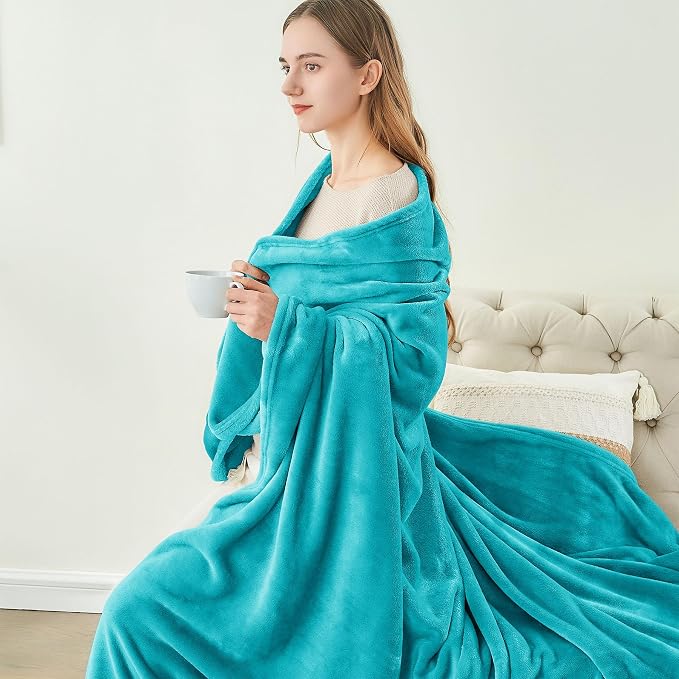 BEDELITE Fleece Blankets Queen Size Teal Throw Blankets - Image 7