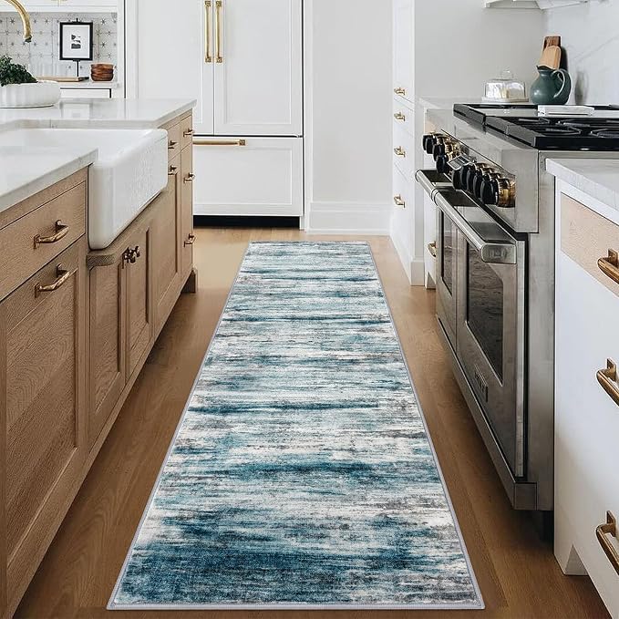 KOZYFLY Modern Abstract Hallway Runner Rug, 2.6x8 Washable Rug Runner Non-Slip - Image 3