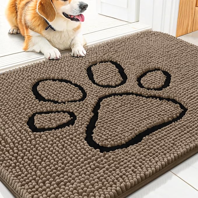 Smiry Dog Door Mat for Muddy Paws, Absorbent Dirt Trapper Non Slip Quick Dry by Smiry