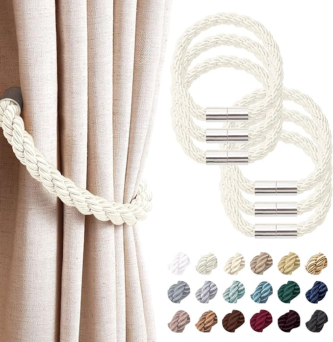 NICEEC 6 Pack Strong Magnetic Curtain Tiebacks Modern Simple Style Drape Tie by NICEEC
