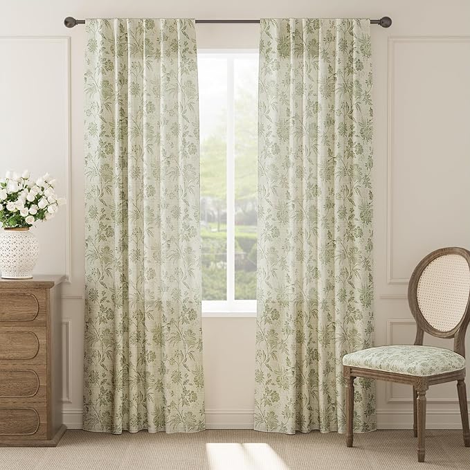 jinchan Linen Floral Curtains for Living Room - Image 2
