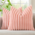 decorUhome Fall Faux Fur Throw Pillow Covers 20x20 Set of 2 Blush Pink | by decorUhome