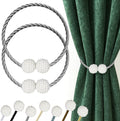 Hion Magnetic Curtain Tiebacks Grey 2pcs, Curtain Tiebacks Buckles Holdbacks by Hion