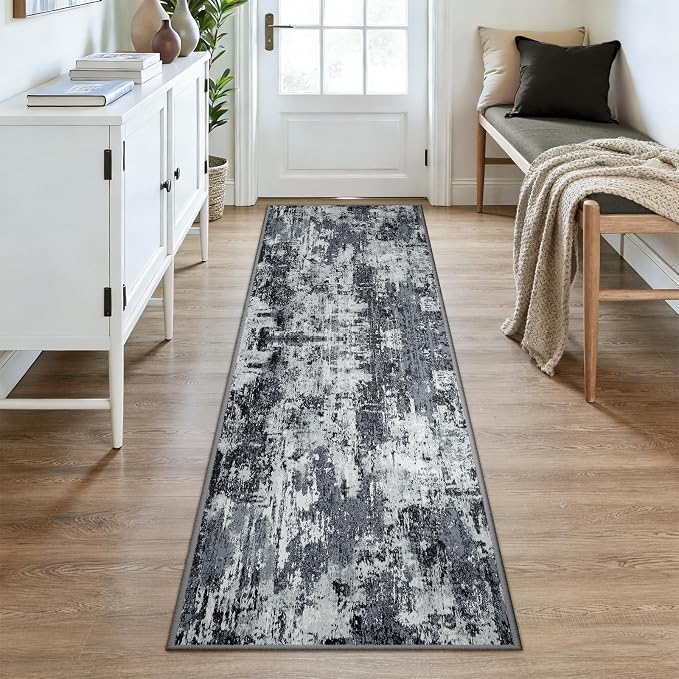 Washable Area Rugs 2'6''x8 Non-Slip Modern Abstract Soft - Image 2