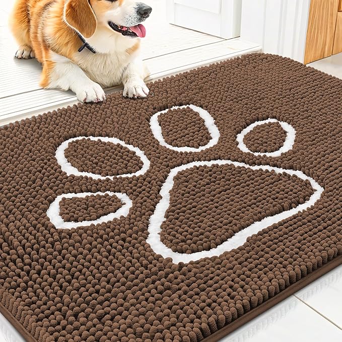 Smiry Dog Door Mat for Muddy Paws, Absorbent Dirt Trapper Non Slip Quick Dry by Smiry