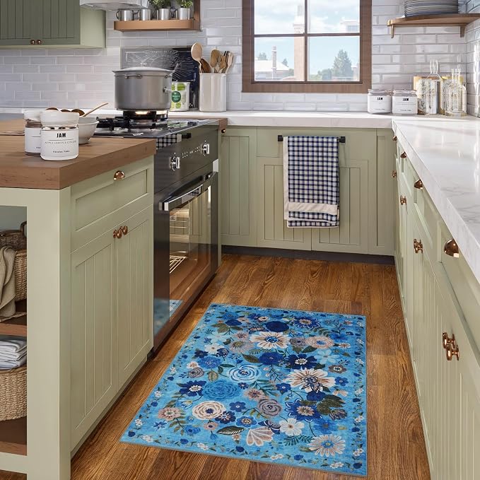 Floral Rug for Entryway, 2X3 Washable Kitchen Mat Ultra-Thin Soft, Non-Slip - Image 2