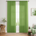 Lime Green Linen Curtains 84 Inches Long, Back Tab Light Filtering Semi Sheer by Nanspring
