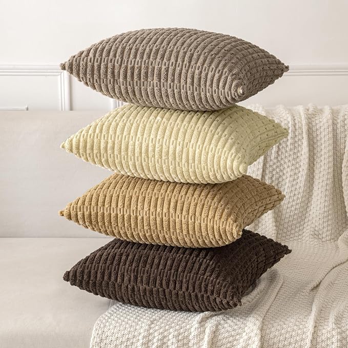 MIULEE Pack of 2 Corduroy Decorative Euro Sham Throw Pillow Covers 24x24 Inch - Image 8