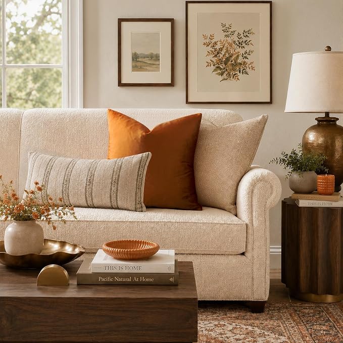 GIGIZAZA Orange Velvet Pillow Covers 16x16 Decorative Pillows Pack of 2 | Throw - Image 6
