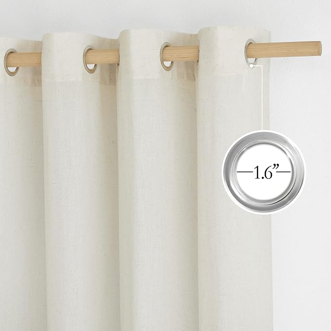 NICETOWN Thick Linen Curtains Extra Long 120 inch Length, Rustic Grommet - Image 3