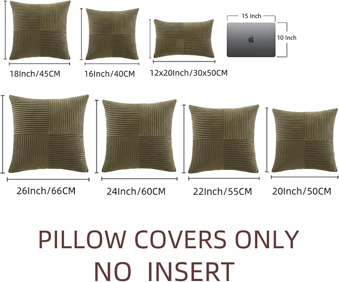 Fancy Homi 2 Packs Olive Green Samll Decorative Throw Pillow Covers 14x14 Inch - Image 8
