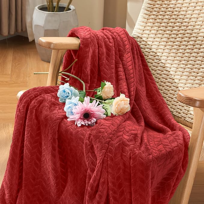 inhand Fleece Twin Blanket for Bed Ruby red Throw Blanket for Couch Super Soft - Image 6