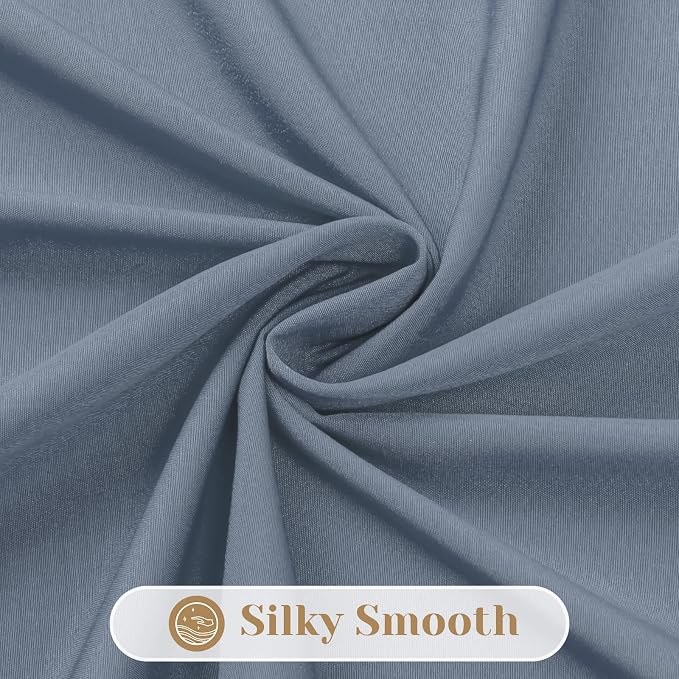 HOMEIDEAS Non-See-Through Stone Blue Privacy Sheer Curtains, 52 X 45 Inches - Image 7