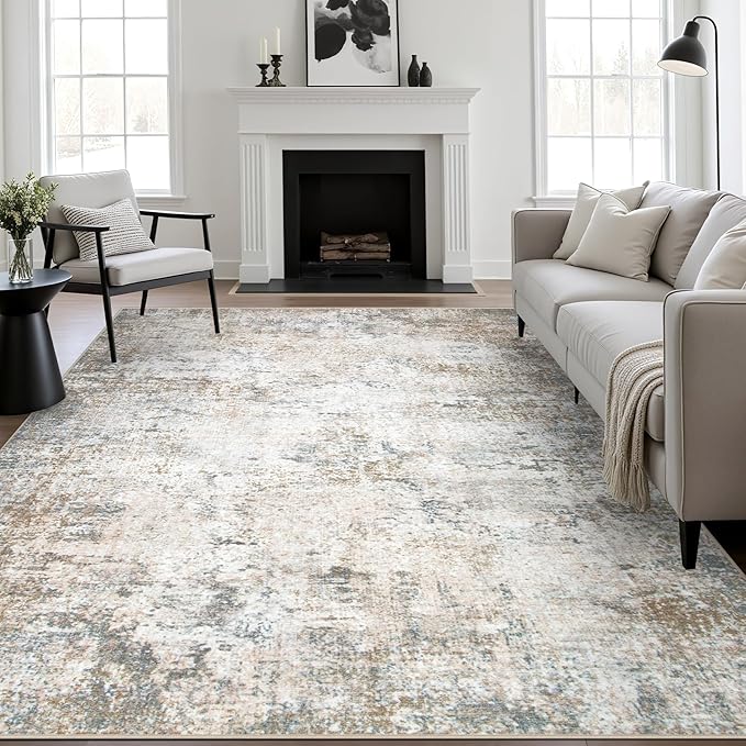 8x10 Area Rug Living Room Rug: Washable Modern Abstract Soft Thin Rug Indoor by FXRHLP