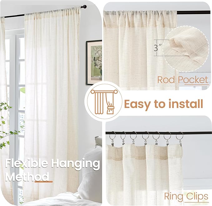 BGment Linen Curtains 84 Inch Length - Image 6