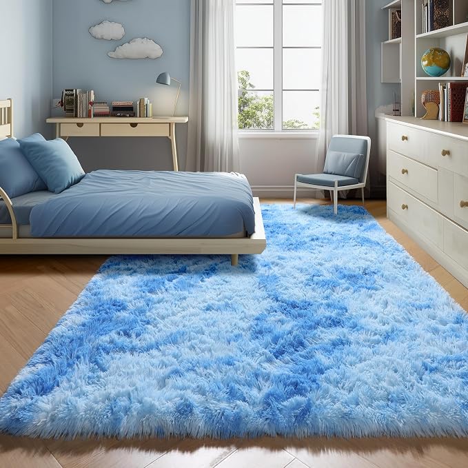 ONASAR Area Rugs for Bedroom Living Room, Fluffy Fuzzy Shag Shaggy 4x6 Bedside - Image 4