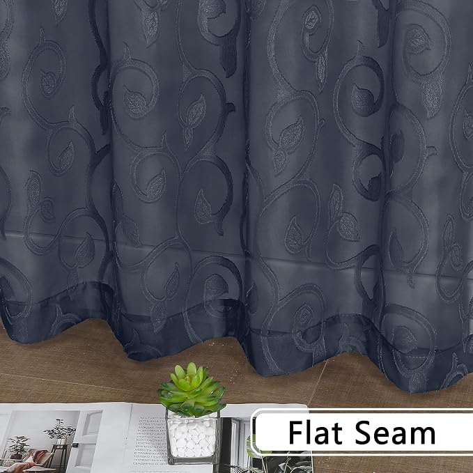 OWENIE Furman Navy Blue Semi Sheer Curtains 72 inches Long - Image 7