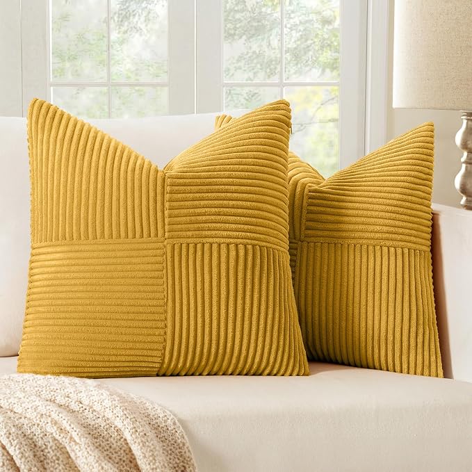 MIULEE Mustard Yellow Decorative Throw Pillow Covers 20x20 Inch by MIULEE