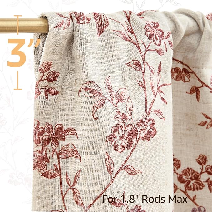 jinchan Linen Valance Curtains for Windows 16 Inch Christmas Decorations Floral - Image 8
