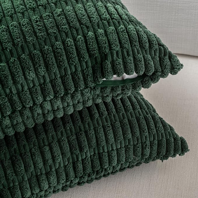 Fancy Homi 4 Packs Hunter Green Decorative Throw Pillow Covers 20x20 Inch - Image 3