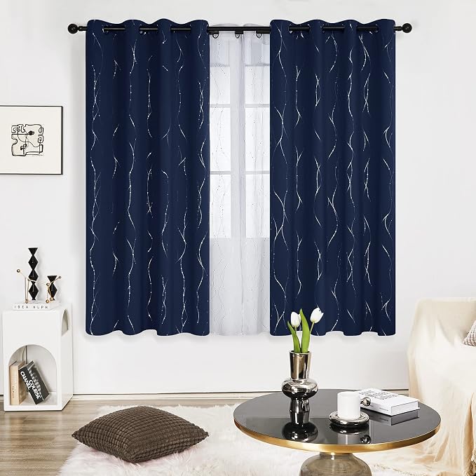 Deconovo Navy Blue Curtains, 42 x 72 Inch, Thermal Insulated Soundproof Privacy - Image 2