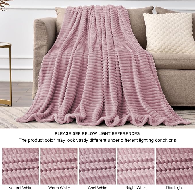 BEDELITE Fleece Throw Blanket for Couch – 3D Ribbed Jacquard Soft and Warm - Image 6