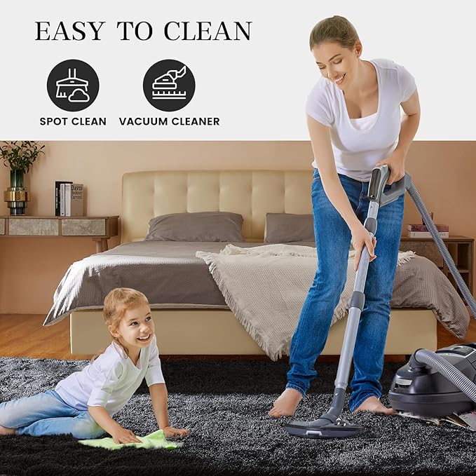 KNZE Super Soft Area Rugs for Living Room 5x7 Black, Fluffy Furry Shaggy Fuzzy - Image 7