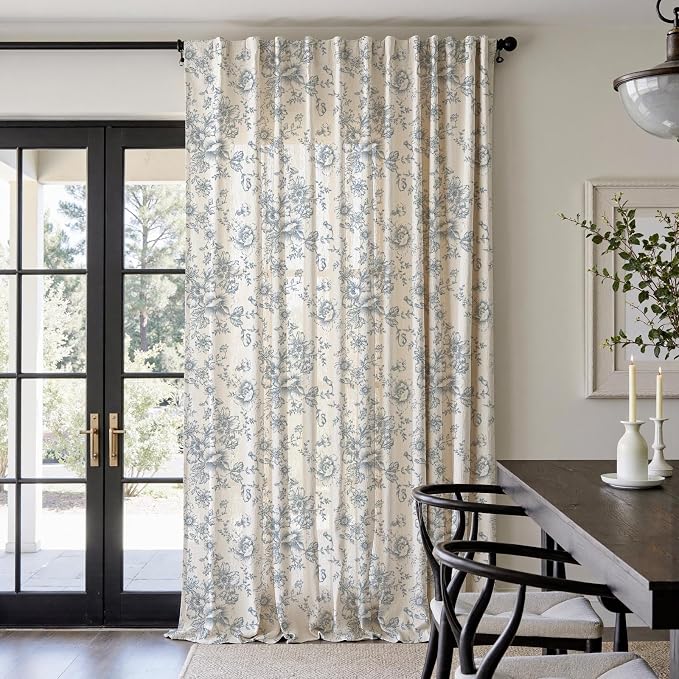 jinchan Linen Floral Curtains 100 Inch Extra Wide - Image 2