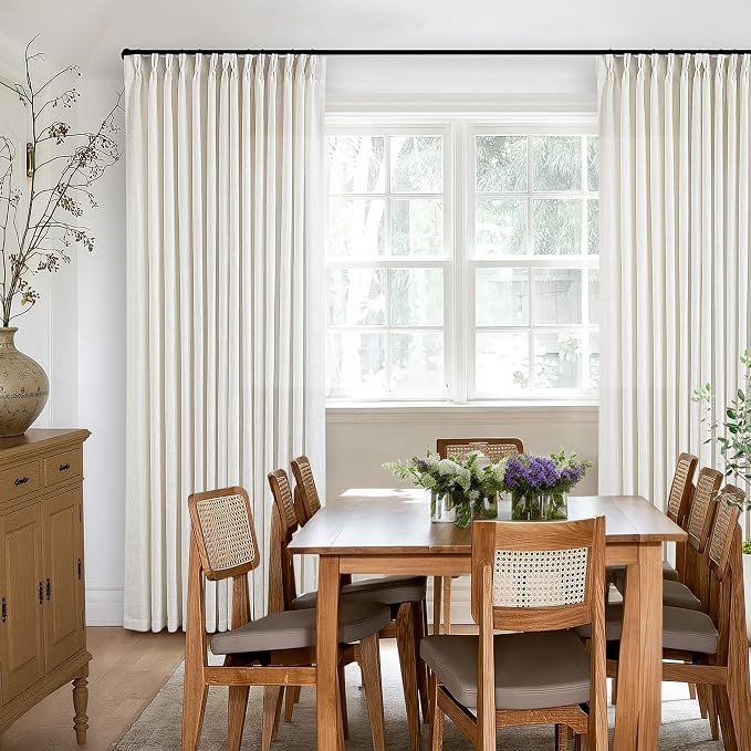 Pinch Pleated Linen Curtains 105 Inches Long - Image 8