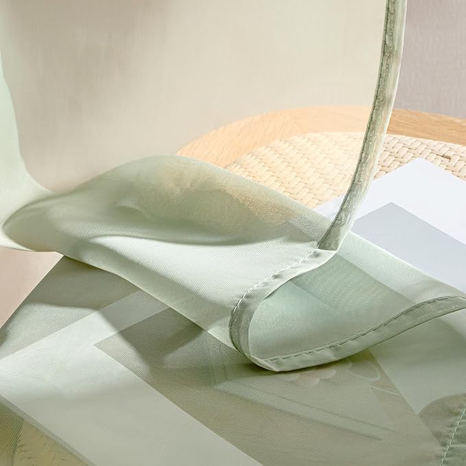 MIULEE Sage Green Sheer Curtains 63 Inches Long, 4 Panels Set, Light Filtering - Image 7