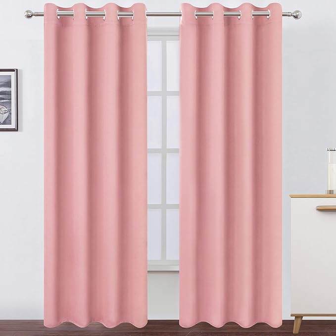 LEMOMO Blackout Curtains 66 x 84 inch/Pink Curtains Set of 2 Panels/Thermal by Lemomo