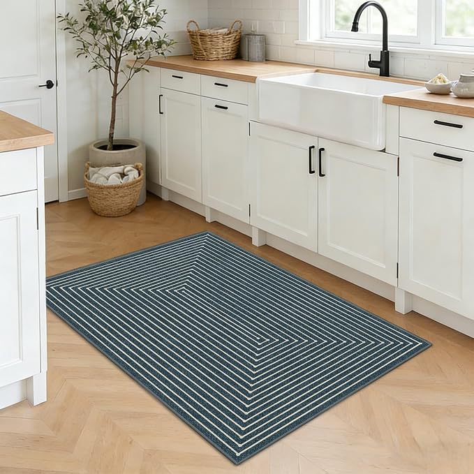 Latte&Fog 2x3 Entryway Rug, Small Modern Abstract Door Mat, Washable Kitchen - Image 3