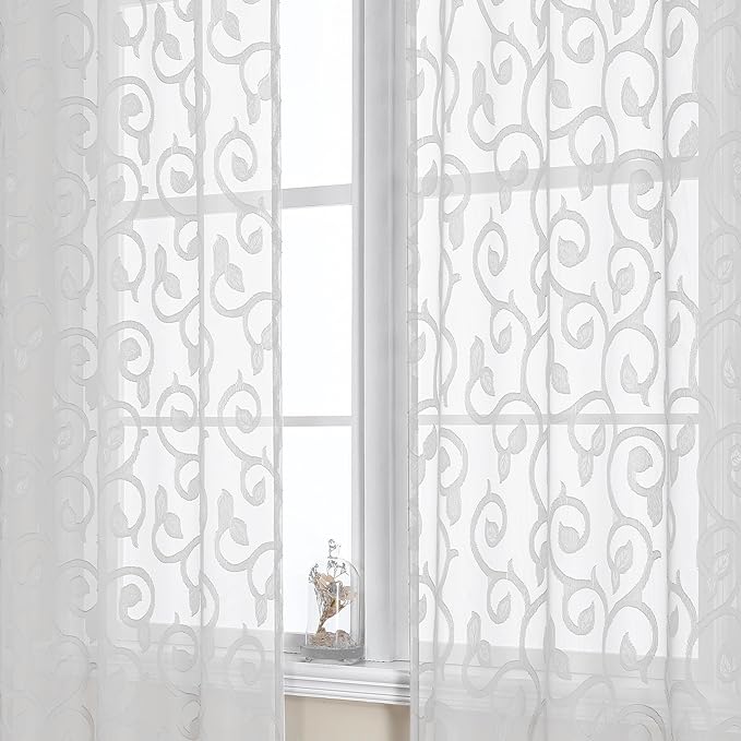 OWENIE Furman Sheer White Curtains 84 inches Long by OWENIE