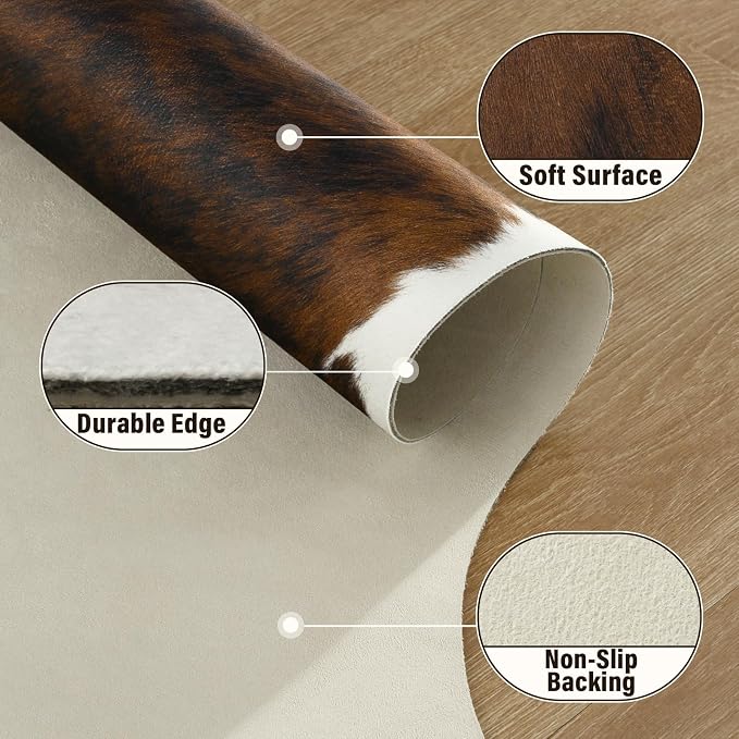 AROGAN Western Decor Faux Fur Cowhide Rug, 6.2x7 Feet Premium Animal Skin Cow - Image 8