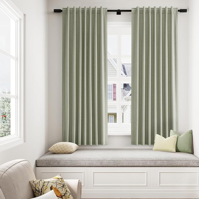 Sage Green 100% Blackout Curtains 63 Inch Length 2 Panels Set - Image 8