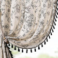 jinchan Linen Blend Curtain Floral Curtains by JINCHAN
