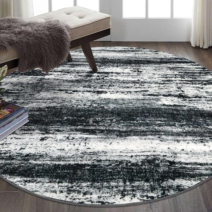 KOZYFLY Circle Rug 6Ft Modern Abstract Ombre Area Rug by KOZYFLY