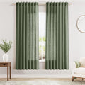 Nanspring Olive Green Linen Curtains 72 Inches Long 2 Panels Set by Nanspring