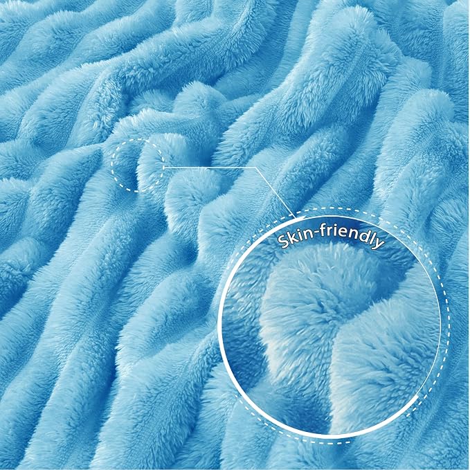 Exclusivo Mezcla Queen Size Flannel Fleece Blanket, Super Soft Striped Jacquard - Image 5