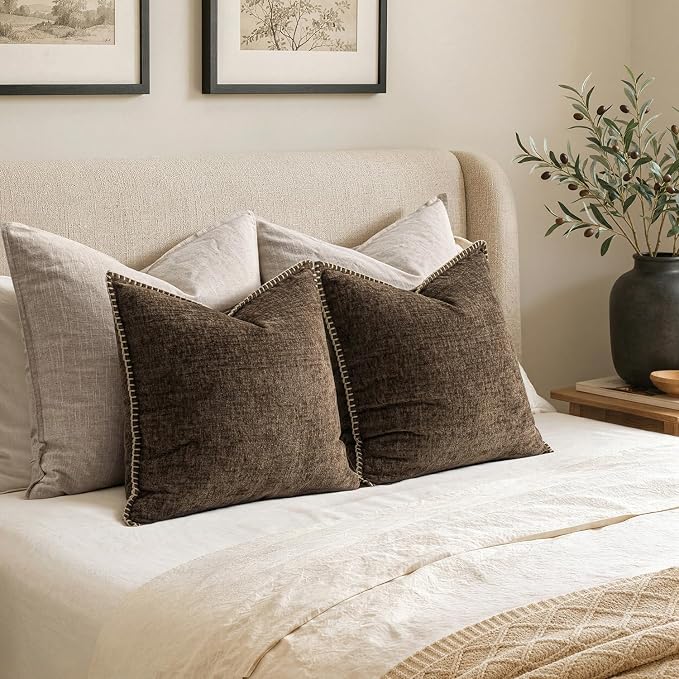 MIULEE Decorative Couch Throw Pillow Covers 18x18 Inch Brown 2 Pack | Farmhouse - Image 6