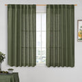 LAMIT Olive Green Light Filtering Linen Curtains 54 inches Long by LAMIT
