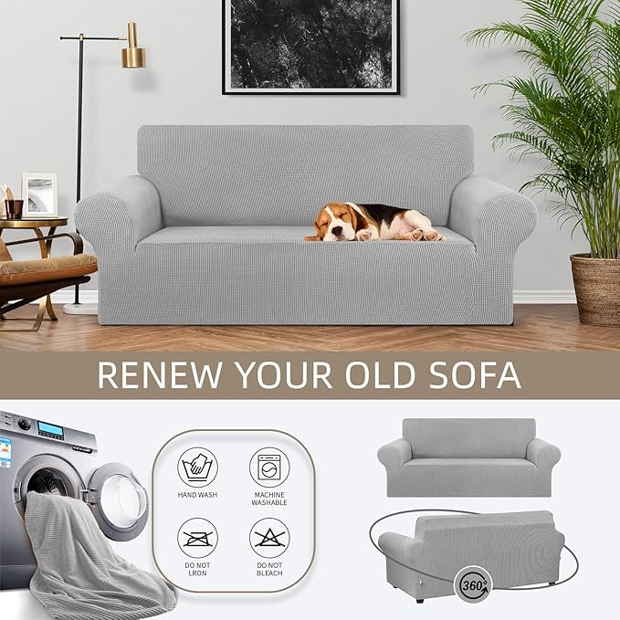 KEKUOU Stretch Loveseat Sofa Cover Slipcover, Couch Covers - Image 3
