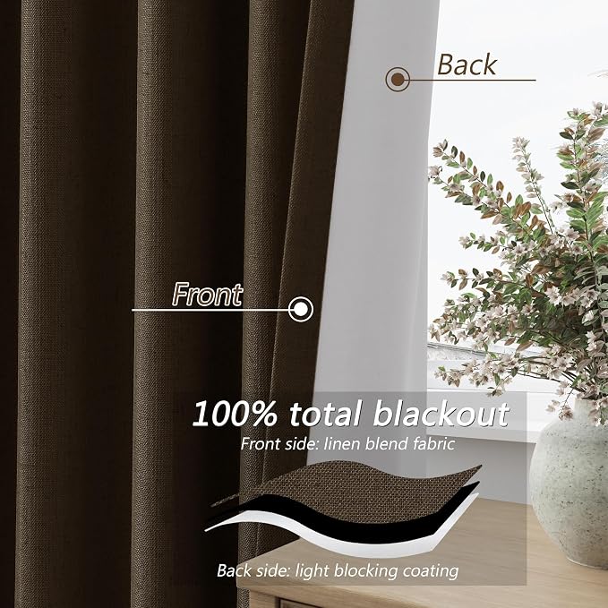 Guken 100% Blackout Curtains 108 Inch Length 2 Panels Set - Image 4