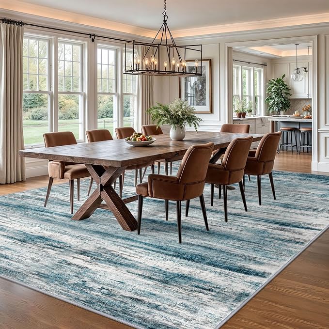 KOZYFLY Area Rug 9x12 Modern Ombre Living Room Rug, Washable Large Thin Rugs - Image 3